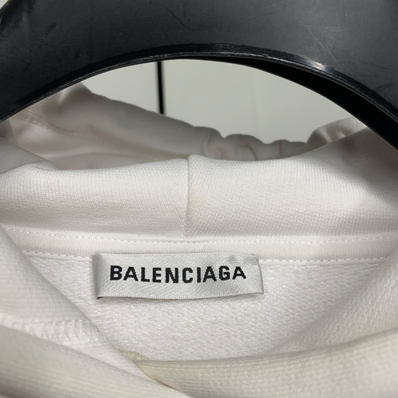 Balenciaga Archetype Back Logo White Pullover Hoodie - Picture 3 of 5